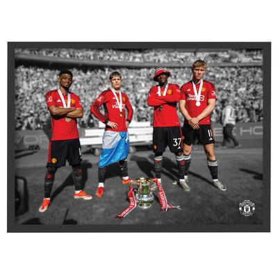 Manchester United Herren 13-facher Pokalsieger Querformat gerahmter Druck - A3 Image