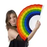 1pc Rainbow Hand Fan Colorful Rainbow Pride Handheld Fan Party Decor Hand Rainbow Folding Fans For