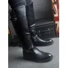 Schwarze spitze Zehen-Overknee-Stiefel für Herren, Herbst und Winter, Herren-Lederschuhe, Retro-hohe Stiefel, Freizeitschuhe, Herrenschuhe