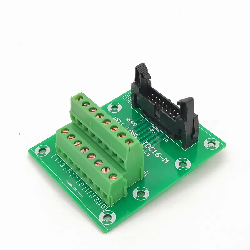 IDC16 2x8 Pins 0,1" Male Header Breakout Board, Terminal Block, Connector. Image