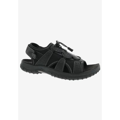 Wide Width Men's Waves Sandals by Drew in Black Leather Combo (Size 11 W)