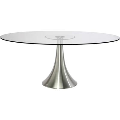 Esstisch für 6 Personen aus Glas und Aluminium, silber, L180cm