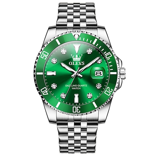 Montre à quartz OLEVS pour hommes montre-bracelet de sport en plein air mode calendrier lumineux décoration étanche montre en acier cadeau pour la fête des pères