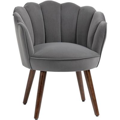 Sessel Wohnzimmer Loungesessel in Muschelform Relaxsessel mit Holzbeine, Polstersessel Lesesessel Image