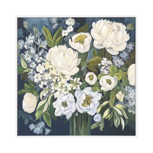 La Casa »Blumenstrauß blau weiß« Ölbild handbemalt 100x100 cm auf Leinwand