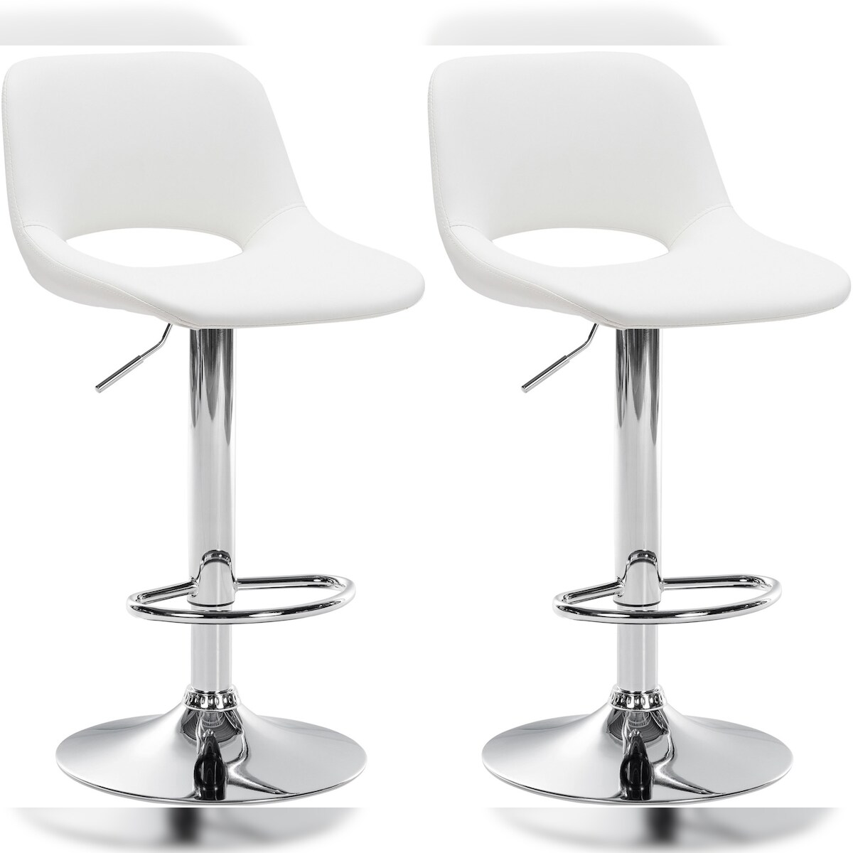CLP 2er Set Barhocker Camden Kunstleder weiß/Metall in Chromoptik Image