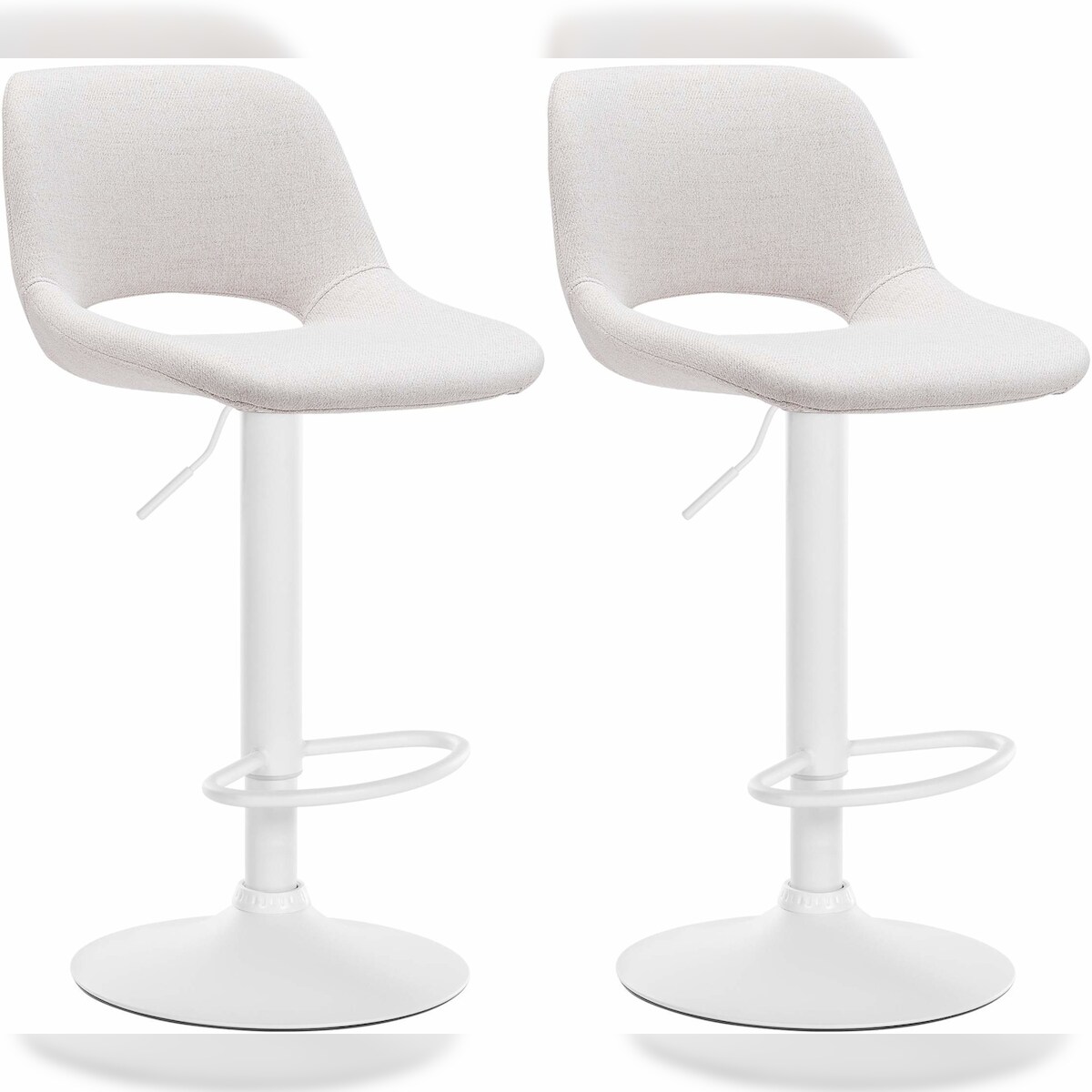 CLP 2er Set Barhocker Camden Stoff creme/Metall matt weiss Image