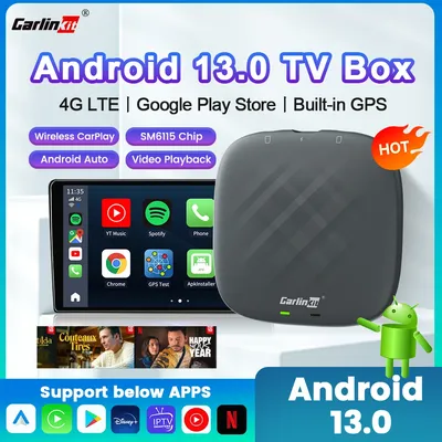 Carlinkit CarPlay Mini Ai TV Box Andoroid 13 Wireless CarPlay Android Auto For Audi Bmw Mazda Toyota 4G LTE 128G