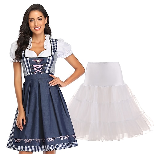 Karneval Oktoberfestbier Outfits Reifrock Krinoline Tutu Dienstmädchen Deutsch München Wiesn Damen Stoff im traditionellen Stil Bluse Kleid Schürze Image