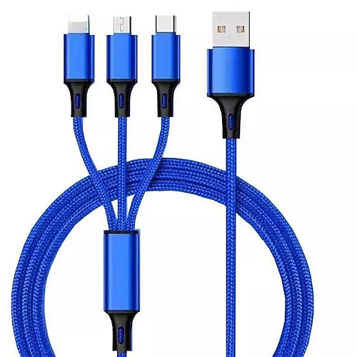 Multi-Ladekabel USB A auf Typ C / Micro / IP 2.1 A Ladekabel Nylon geflochten Langlebig 3 in 1 Für Xiaomi Huawei iPhone Handy-Zubehör Image