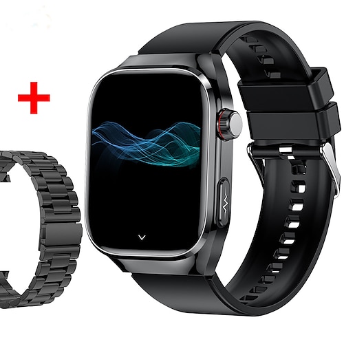 696 TK16 Smartwatch 2.4 Zoll Smartwatch Fitnessuhr Bluetooth Schrittzähler Anruferinnerung Schlaf-Tracker Kompatibel mit Android iOS Herren Freisprechanlage Nachrichterinnerung IP 67 52mm Uhrengehäuse Image