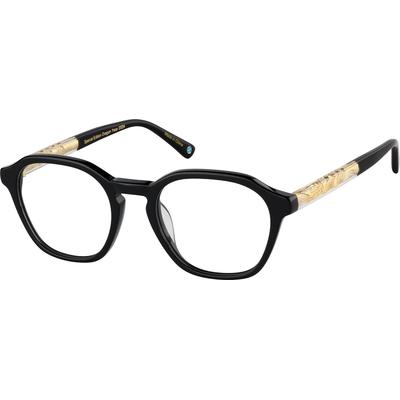 Zenni Geometric Glasses Black Plastic Full Rim Frame