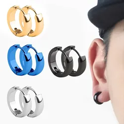 Boucles d'oreilles créoles rondes en acier inoxydable pour hommes et femmes, ne se décolore pas, boucles d'oreilles punk, hip hop, bijoux masculins, 1 paire