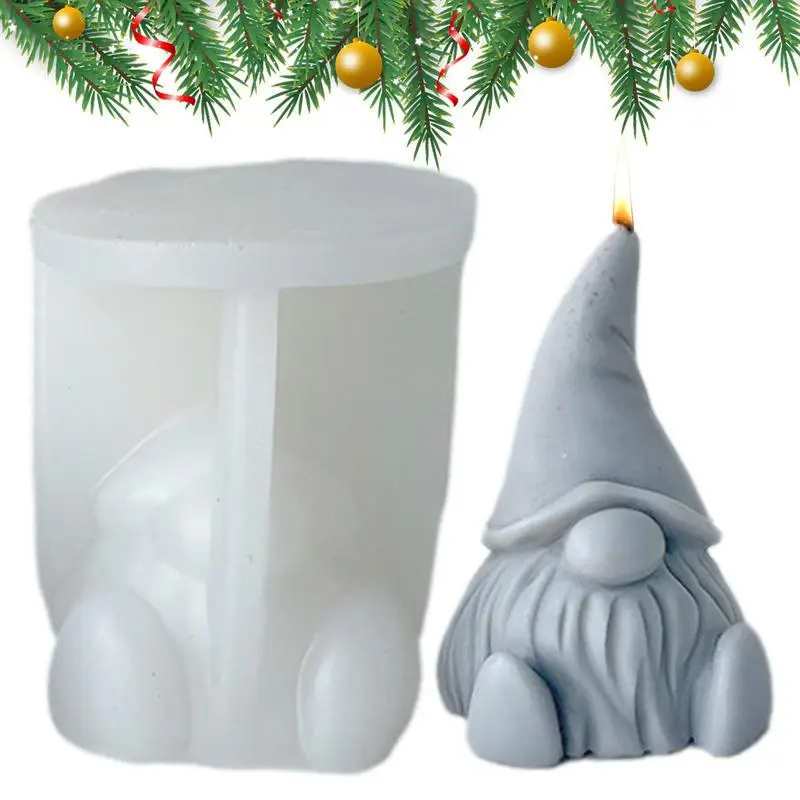 Moule de bougie en Silicone 3D Gnome, bricolage, gypse faite à la main, savon, ciment, résine, Festival, cadeau de noël, fournitures de fabrication de bougies