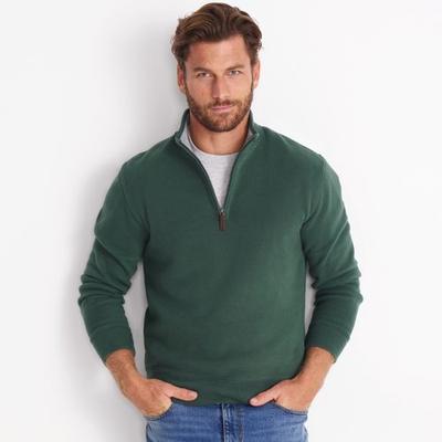 Brushed Rib Half Zip Jumper, Men, size: 38-40, regular, Green, Cotton, by Lands' End
