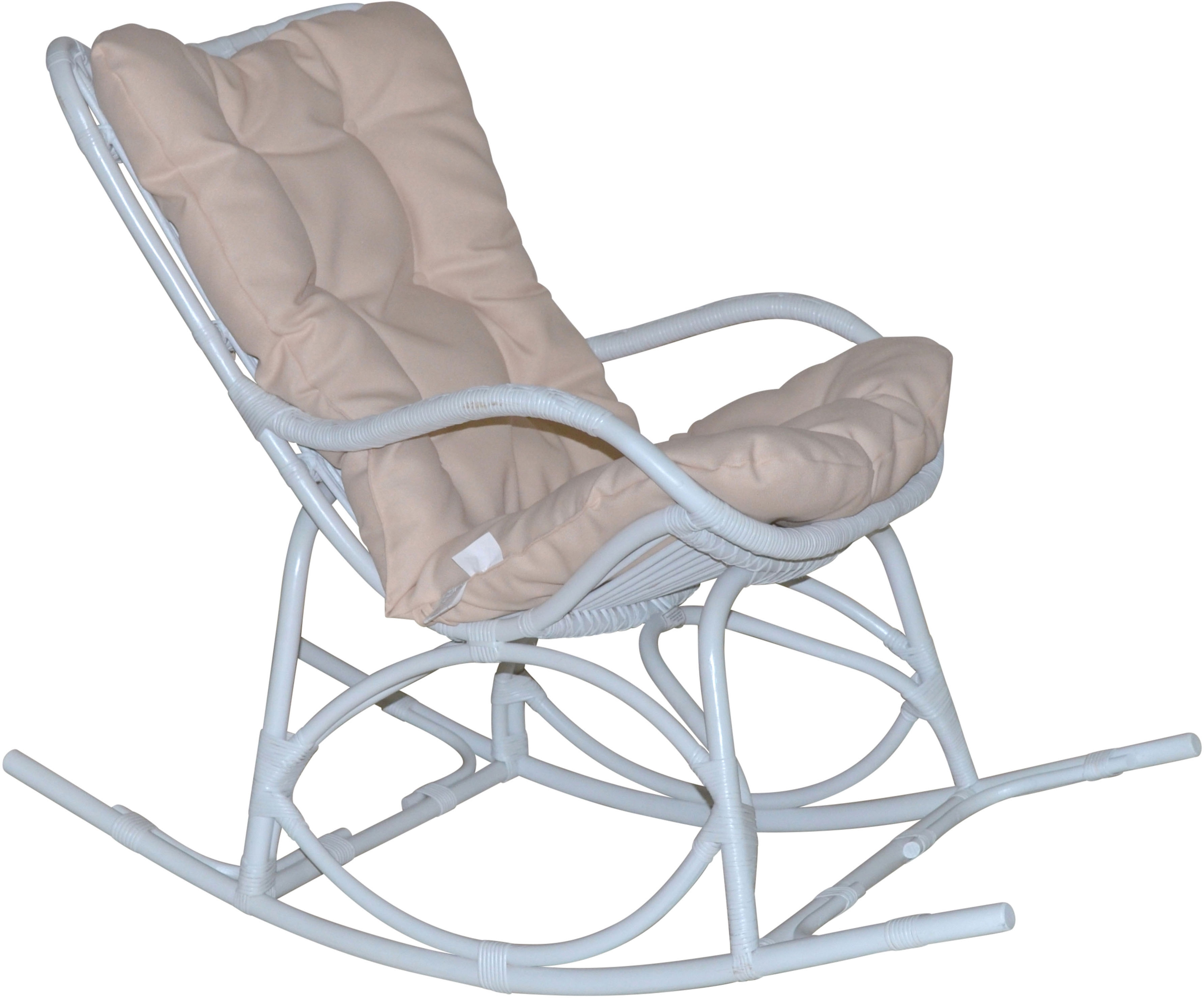 Schaukelsessel, weiß, B:65cm H:96cm T:122cm, Stoffbezug 100% Polyester, HOFMANN LIVING AND MORE, Sessel, Handgeflochten