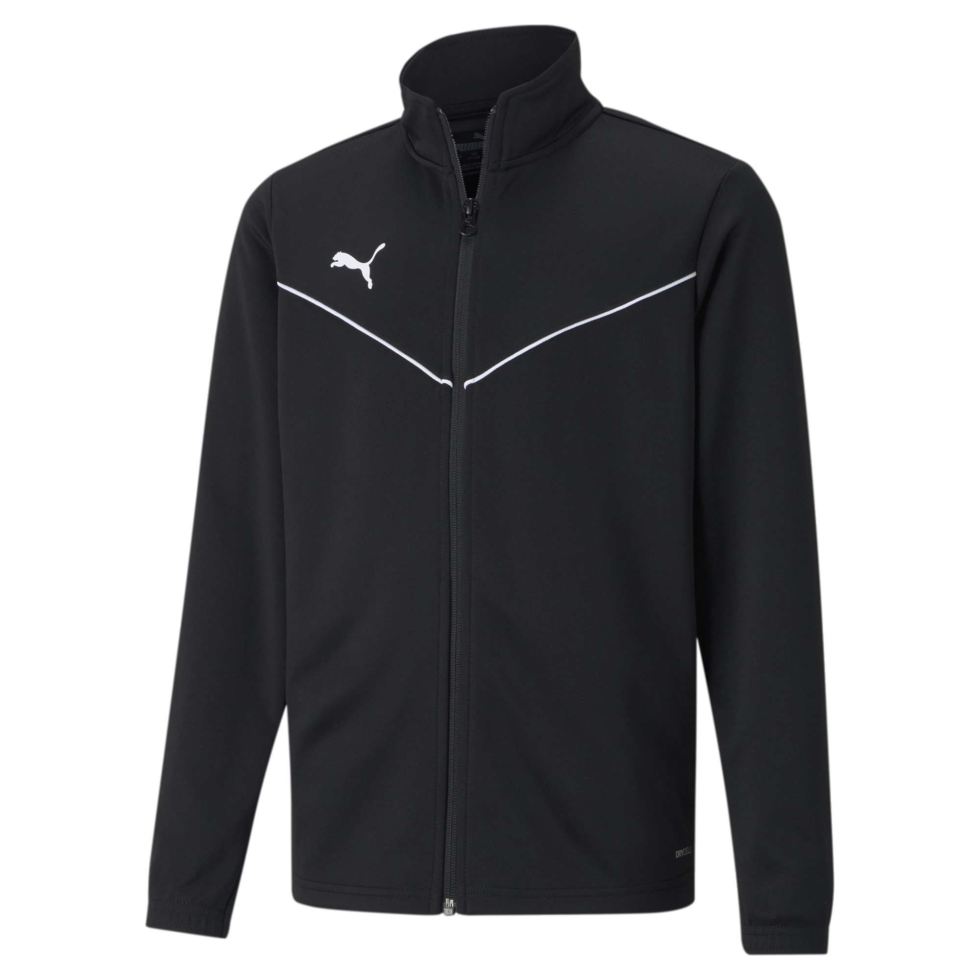 Trainingsjacke PUMA "TEAMRISE TRAINING POLY JACKET JR", Kinder, Gr. 128, schwarz-weiß (puma schwarz, puma weiß), Piqué, Obermaterial: 100% Polyester, unifarben, regular fit normal, Jacken Image