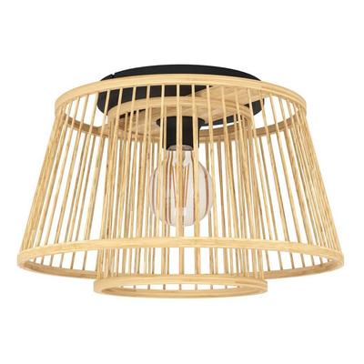 EGLO Deckenleuchte "HYKEHAM", schwarz (schwarz natur), Ø 38,00cm H: 21,00cm, Lampen, Deckenleuchte, Bambus, Boho, Holz und Metall in schwarz, E27 Fassung Image