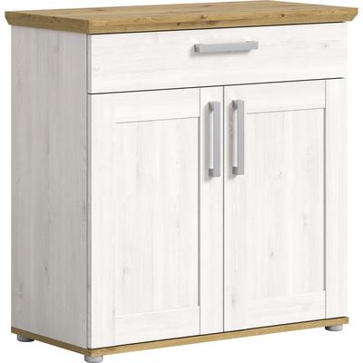 Schuhschrank HOME AFFAIRE "COSENZA, TOPSELLER, Breite 95 cm, 2 Türen, 2 Böden, 1 Schubkasten", weiß (sibiu lärche nb, sibiu lärche nb, artisan eiche nb), B:90cm H:88cm T:37cm, FSC-zertifizierter Holzwerkstoff, Schränke, in Landhausoptik, Kommode,... Image