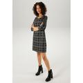 Jerseykleid ANISTON CASUAL, Damen, Gr. 38, N-Gr, schwarz-weiß (schwarz, weiß), Jersey, Obermaterial: 65% Polyester, 32% Viskose, 3% Elasthan, kariert, gemustert, Jacquardmuster, casual, figurumspielend kniefrei, Rundhals, Langarm, Kleider Etuikleid,...