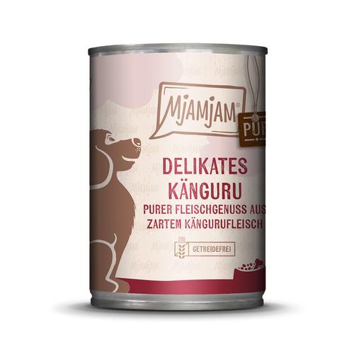 6x 400g MjAMjAM purer Fleischgenuss delikates Känguru pur Hundefutter nass