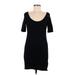 H&M Casual Dress - Mini Scoop Neck Short Sleeve: Black Solid Dresses - Women's Size Medium