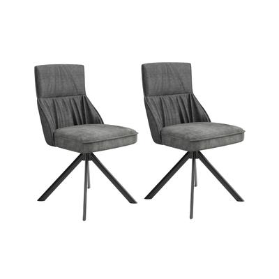 2er Set Stühle aus Webstoff & Vintage-Velvet, 180 ° drehbar, anthrazit