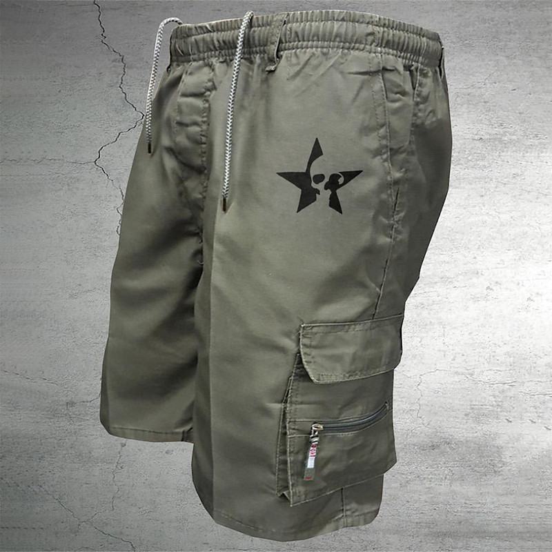 Men's Tactical Shorts Cargo Shorts Shorts Hiking Shorts Drawstring Elastic Waist Multi Pocket Skull Wearable Short Daily Outdoor Camping Hiking Fashion Classic Khaki Black