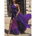 Per donna Abito maxi Abito da Cocktail Abito da invitata a nozze Vestito in Chiffon Abito a trapezio Elegante Sexy Formale Matrimonio Feste Vestibilità regolare Senza Maniche Scollo a V Giallo Rosso
