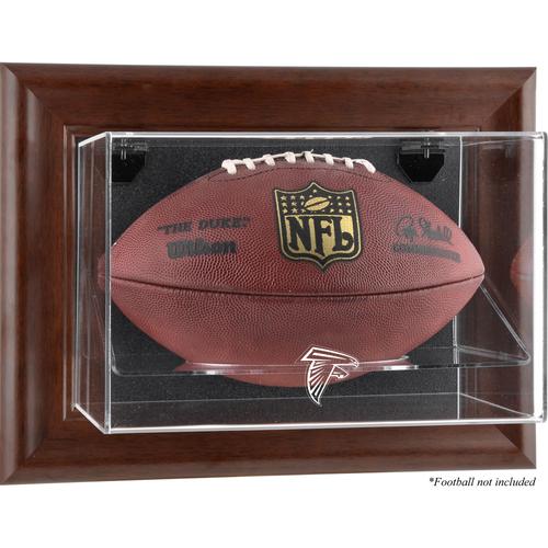 Atlanta Falcons Football-Vitrine mit braunem Rahmen und Wandmontage