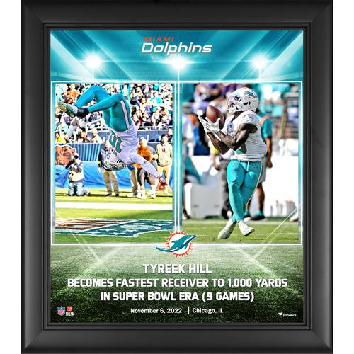 Tyreek Hill Miami Dolphins Gerahmte Collage „Schnellster Wide Receiver mit 1000 Yards“, 15 x 17 Zoll