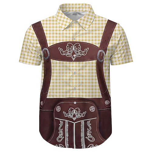 Hawaii-Hemden Aloha-Hemd Druck Lässig Bayerisch Grafik für Herren Erwachsene 3D-Druck für Karneval Oktoberfestbier Urlaub Party
