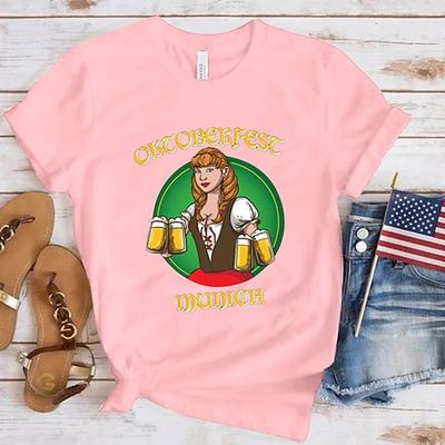 Bier Cosplay Kostüm T-Shirt-Ärmel Bedruckt Klassisch Streetstyle Für Damen Erwachsene Karneval Oktoberfestbier Heißprägen Party Casual Image