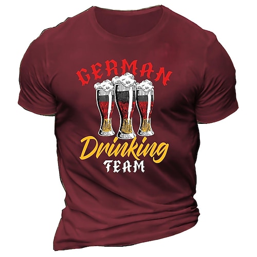 Cosplay Kostüm T-Shirt Druck Bayerisch Deutsch T-Shirt Ärmel Klassisch Streetstyle für Herren Erwachsene Heißprägen für Karneval Oktoberfestbier Party Alltagstauglich Image