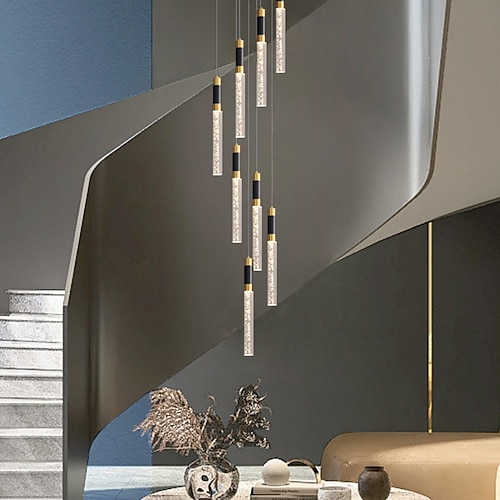 LED-Pendelleuchte, dimmbar, 35/84/50 cm, 3//5/8/10/12/15/18-flammig, Kristallkronleuchter, Deckenleuchte für den Eingangsbereich, Cluster-Design, Wohnzimmer, Bartheke, 85-265 V, nur dimmbar mit Image