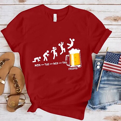 Cosplay Kostüm T-Shirt Druck Bier Bayerisch Deutsch T-Shirt Ärmel Klassisch Streetstyle für Damen Erwachsene Heißprägen für Karneval Oktoberfestbier Party Alltagstauglich Image