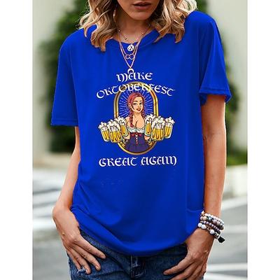 Bier Cosplay Kostüm T-Shirt-Ärmel Bedruckt Klassisch Streetstyle Für Damen Erwachsene Karneval Oktoberfestbier Heißprägen Party Casual Image
