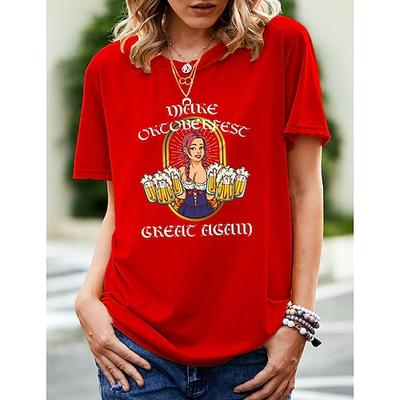 Bier Cosplay Kostüm T-Shirt-Ärmel Bedruckt Klassisch Streetstyle Für Damen Erwachsene Karneval Oktoberfestbier Heißprägen Party Casual Image