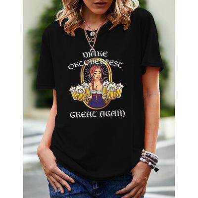 Bier Cosplay Kostüm T-Shirt-Ärmel Bedruckt Klassisch Streetstyle Für Damen Erwachsene Karneval Oktoberfestbier Heißprägen Party Casual Image
