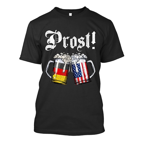 Druck T-Shirt Ärmel Cosplay Kostüm T-Shirt Bier Klassisch Streetstyle für Herren Unisex Erwachsene Heißprägen für Karneval Oktoberfestbier Party Alltagstauglich Image