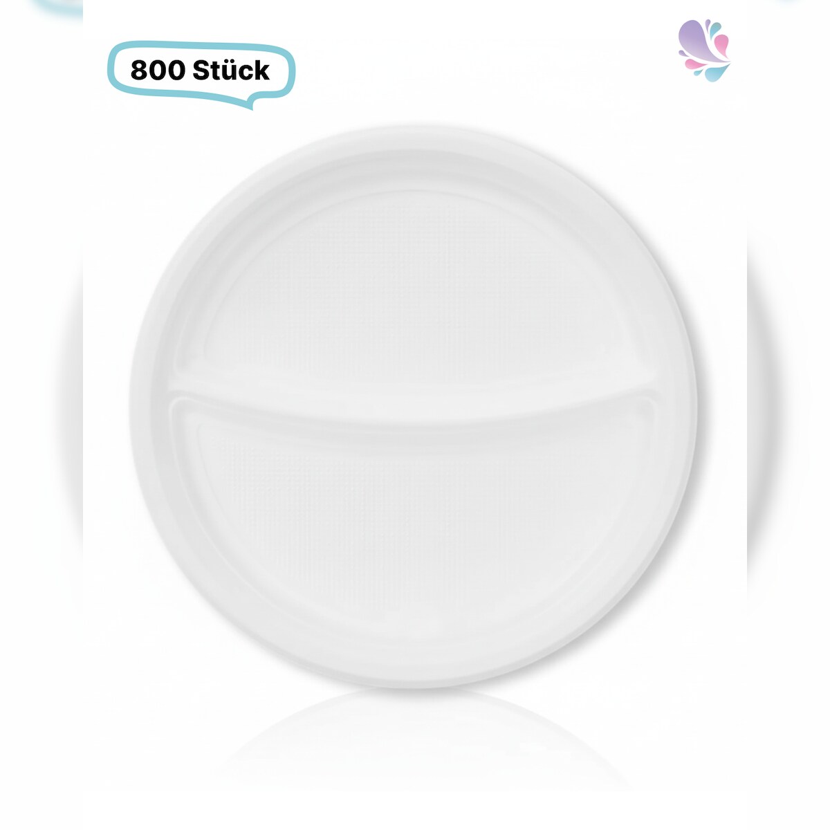 Blanc HYGIENIC Menüteller, Mehrwegbesteck, 22 cm x 2,6 cm, 800 Stk, weiß, robust, Premium Qualität Image