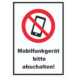 Smartphone Handy aus Mobilfunkgerät abschalten Schild A2 Rückseite selbstklebend