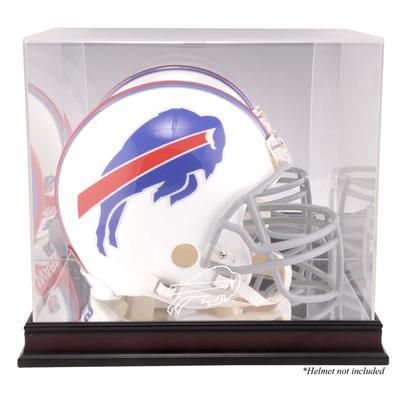 Vitrine mit Helmlogo der Buffalo Bills aus Mahagoni mit verspiegelter Rückseite Image