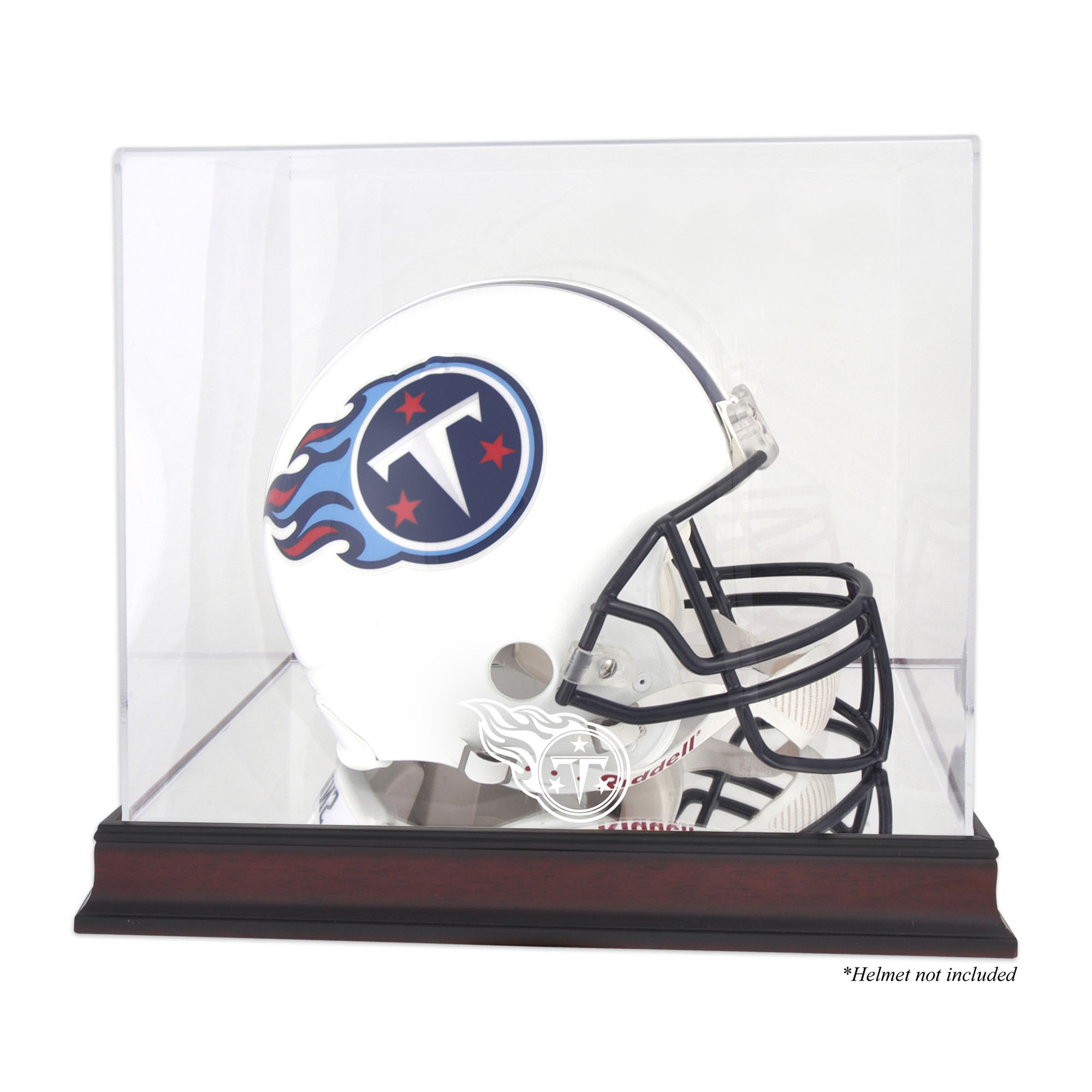 Vitrine mit Helmlogo der Tennessee Titans aus Mahagoni mit verspiegelter Rückseite Image