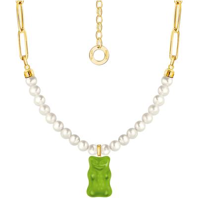 Kette mit Anhänger THOMAS SABO "THOMAS SABO x HARIBO Schmuck: Gliedercollier mit Goldbär" Gr. 45, bunt (gelbgoldfarben, 