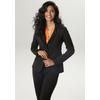 Kurzblazer ANISTON SELECTED, Damen, Gr. 44, orange (schwarz, orange), Jersey, Sweatware, Obermaterial: 65% Polyester, 30% Viskose, 5% Elasthan, gemustert, Jacquardmuster, modisch, figurbetont hüftlang, Langarm, Blazer, mit kleinen Quadraten