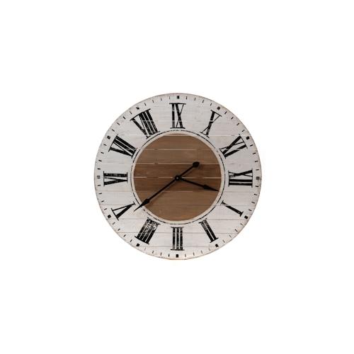 Weiße Julio-Uhr - Rund Holz Amadeus 99x6.5 cm