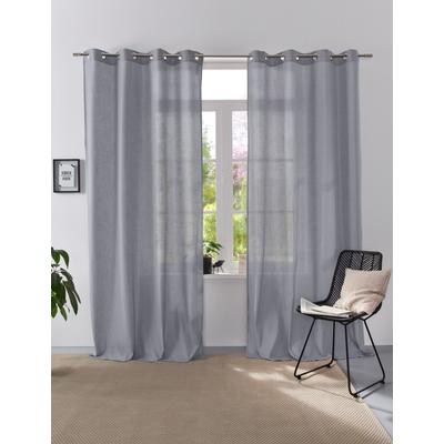 Vorhang "Linsdorf" Gr. 1, grau, B:140cm H:160cm, Polyester, HOME AFFAIRE COLLECTION, Gardinen, Leinenstruktur, halbtransparent Image