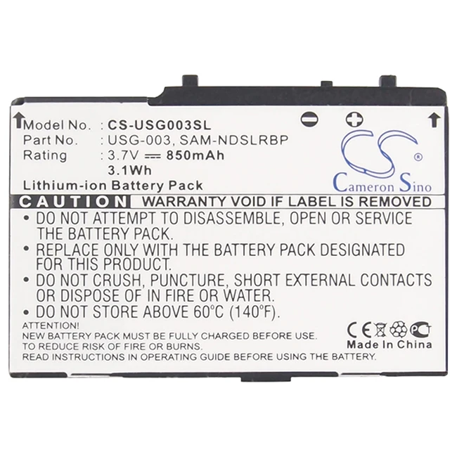 Cameron Sino 850mAh Battery For Nintendo DS DS Lite C/USG-A-BP-EUR SAM-NDSLRBP USG-001 USG-003