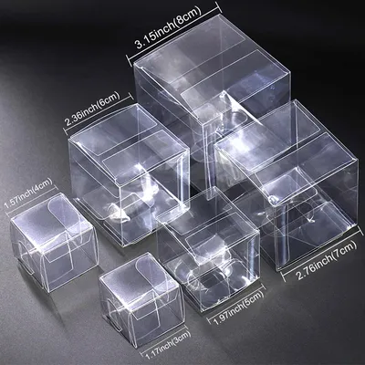 30/50PCs Clear PVC Square Gift Boxes for Candy Chocolate Jewelry Storage Wedding Christmas Packaging